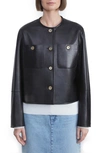 Lafayette 148 Highlands Lambskin Leather Jacket In Black