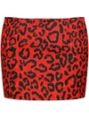 Dolce & Gabbana Leopard Printed High Waist Mini Skirt In Nero E Rosso