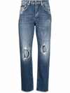 DOLCE & GABBANA DOLCE & GABBANA RIPPED-DETAIL DENIM JEANS