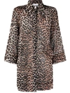 Ganni Organic Cotton Shirt All-over Leopard Print In Marrone E Nero