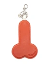 Jw Anderson Two-tone Leather Keyring In Orange