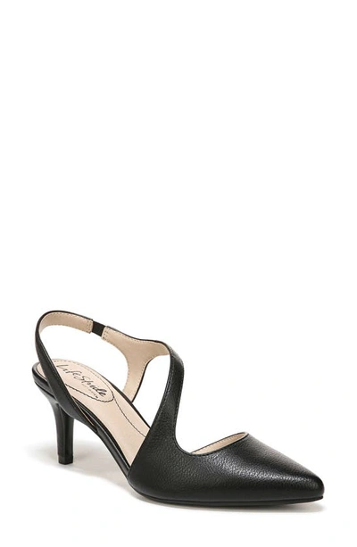 Lifestride Sansa Asymmetric Ankle Strap Pump In Black