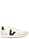 Veja Mixed Leather Trainer Sneakers In White/black