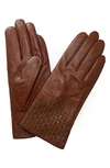 Marcus Adler Women's Woven Genuine Leather Touchscreen Glove In Cognac