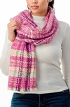 Marcus Adler Plaid Scarf In Bright Pink