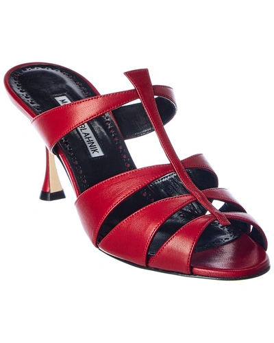Manolo Blahnik Nooramu 70 Leather Sandal In Red