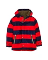 BODEN Mini Boden Boys' Navy & Red Stripe Fleece-Lined Anorak