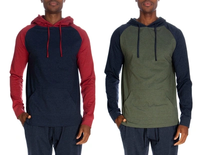 Unsimply Stitched Pullover Raglan Hoody Contrast Sleeve 2 Pack In Green