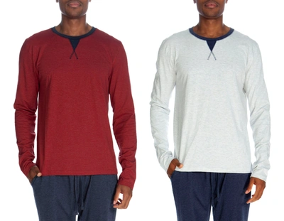Unsimply Stitched Long Sleeve Contrast Crew 2 Pack In Blue