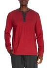 UNSIMPLY STITCHED 3 BUTTON LOUNGE HENLEY SHIRT - CONTRAST PIPING