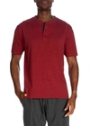 Unsimply Stitched Short Sleeve 3 Button Henley In Heather Red