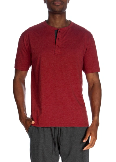 Unsimply Stitched Short Sleeve 3 Button Henley In Red