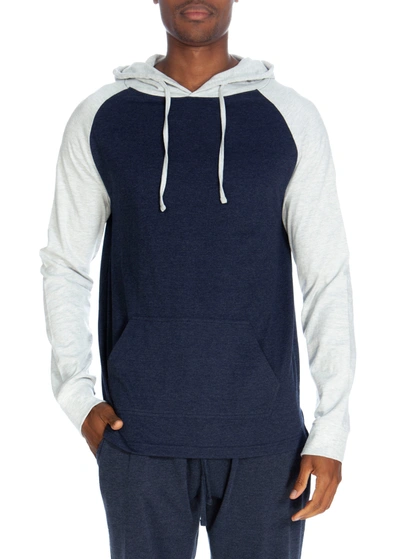 Unsimply Stitched Pullover Raglan Hoodie  - Cotrasted Sleeves In Blue