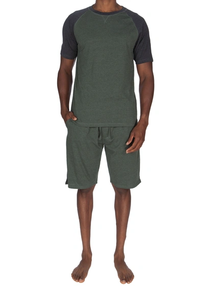 Unsimply Stitched Short/raglan T Lounge Set In Green