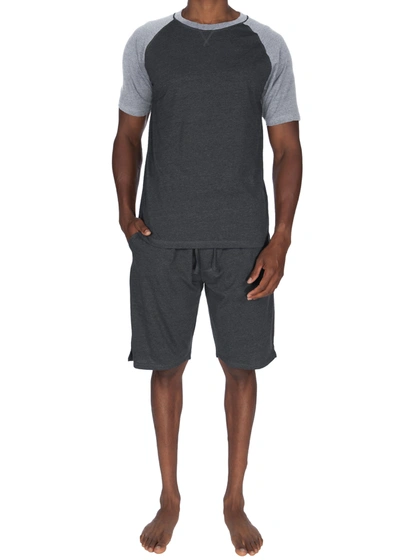 Unsimply Stitched Short/raglan T Lounge Set In Grey