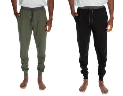Unsimply Stitched Contrast Waistband Cuffed Jogger 2 Pack In Green