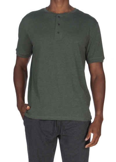 Unsimply Stitched Super Soft Short Sleeve Henley In Green