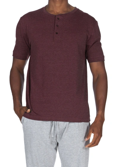 Unsimply Stitched Super Soft Short Sleeve Henley In Red