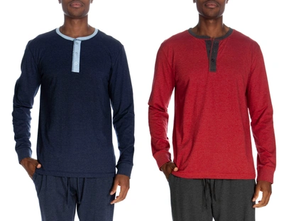 Unsimply Stitched 3 Button Long Sleeve Henley 2 Pack In Multi