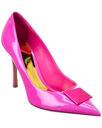 Valentino Garavani One Stud Patent Leather Pump With Matching Stud In Pink