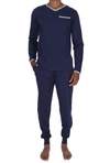 Unsimply Stitched Lounge Pant Lounge Shirt Set In Blue
