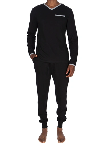 Unsimply Stitched Lounge Pant Lounge Shirt Set In Black