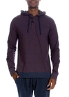 UNSIMPLY STITCHED HENLEY HOODIE WITH CONTRASTED CUFF