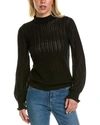Mt By Madeleine Thompson Balloon Sleeve Wool-blend Top In Black