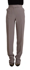 Armani Collezioni Armani Brown High Waist Silk Tapered Long Women's Pants In Brown