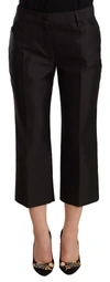 DOLCE & GABBANA DOLCE & GABBANA BLACK 100% SILK FLARED CROPPED WOMEN'S PANTS