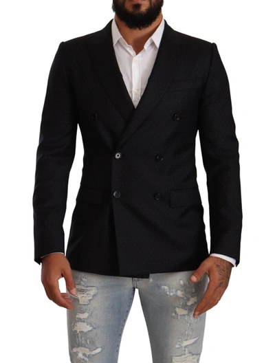 Dolce & Gabbana Black Dotted Double Breasted Martini Jacket