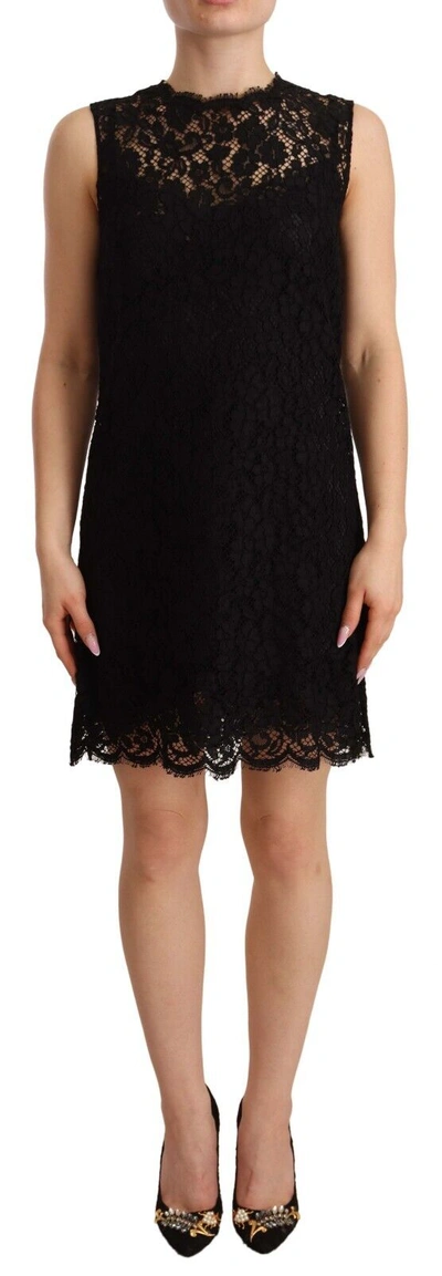 DOLCE & GABBANA DOLCE & GABBANA ELEGANT FLORAL LACE SHEATH DRESS IN WOMEN'S BLACK