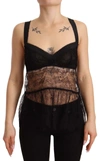 DOLCE & GABBANA DOLCE & GABBANA BLACK SILK LACE BABYDOLL NYLON LINGERIE WOMEN'S TOP