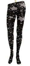 DOLCE & GABBANA DOLCE & GABBANA BLACK WHITE STARS PRINT NYLON WOMEN'S STOCKINGS