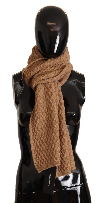 DOLCE & GABBANA DOLCE & GABBANA ELEGANT DARK BROWN KNITTED WOMEN'S SCARF