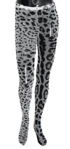 Dolce & Gabbana Gray Leopard Print Mesh Nylon Tights In Gray
