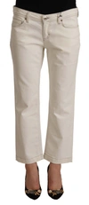 Dolce & Gabbana Off White Cotton Flared Cropped Denim Jeans In Off White
