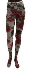 Dolce & Gabbana White Floral Print Tights Nylon Stockings In White