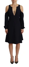 TWINSET TWINSET CHIC BLACK OPEN SHOULDER A-LINE WOMEN'S DRESS