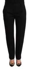 DOLCE & GABBANA DOLCE & GABBANA BLACK MID WAIST SKINNY TROUSER WOOL WOMEN'S PANTS