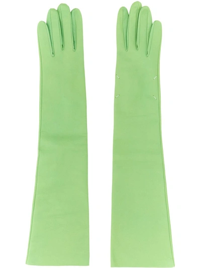 Maison Margiela Acid Green Leather Four Stitches Gloves