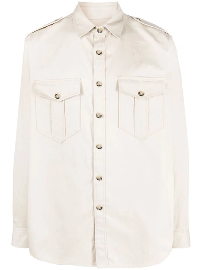 Isabel Marant Logo-embroidery Cotton Shirt In Beige