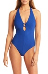 Sea Level Keyhole Halter One-piece Swimsuit In Royal