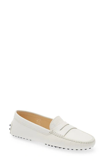 Tod's Gommini Leather Driver Penny Loafers In White