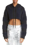 Monse Panelled Cropped Hoodie In Midnight/ Black