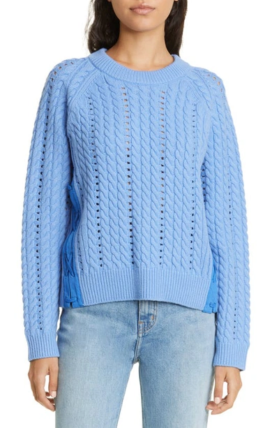 DEREK LAM 10 CROSBY ATIANA SIDE LACE-UP WOOL CABLE SWEATER