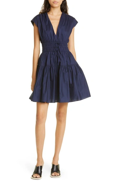 Derek Lam 10 Crosby Tora V-neck Mini Dress In Blue