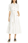 Derek Lam 10 Crosby Women's Buffy Poplin Utility Fit & Flare Midi-dress In White