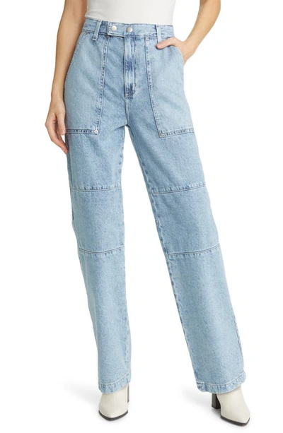 Ag Clove High Rise Relaxed Straight Jeans In Moon Wash Frost