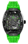 Philipp Plein The $keleton $port Master Silicone Strap Watch, 44mm In Ip Black/ Green